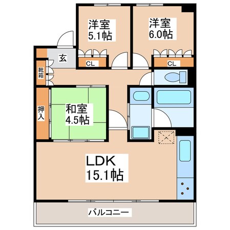 サーパス水前寺2の物件間取画像